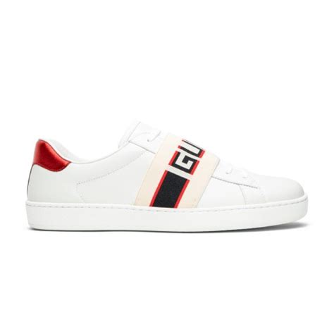 gucci stripe leather sneaker 'white red black'|farfetch gucci sneakers sale.